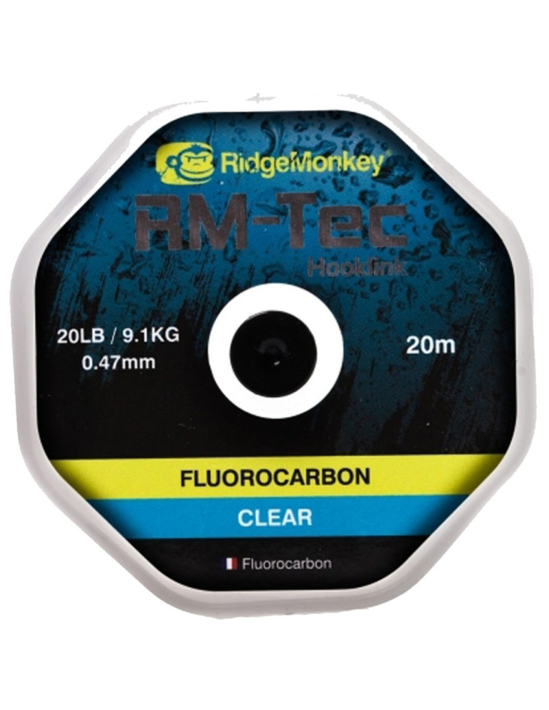 RidgeMonkey RM-Tec Fluorocarbon Hooklink Clear 20lb/9,1kg 0,47mm 20m
