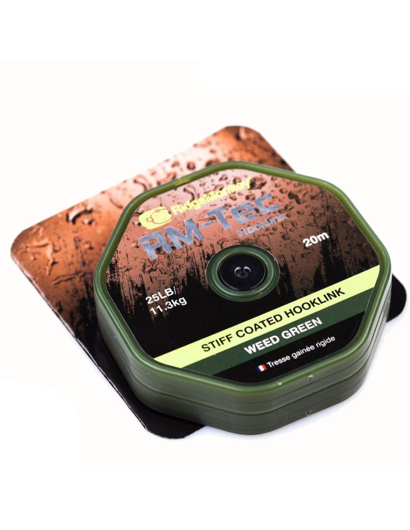 RidgeMonkey RM-Tec Stiff RECUBIERTO Hooklink Organic Weed VERDE 35lb/15,9kg 20m