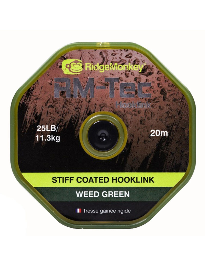 RidgeMonkey RM-Tec Stiff RECUBIERTO Hooklink Organic Weed VERDE 35lb/15,9kg 20m