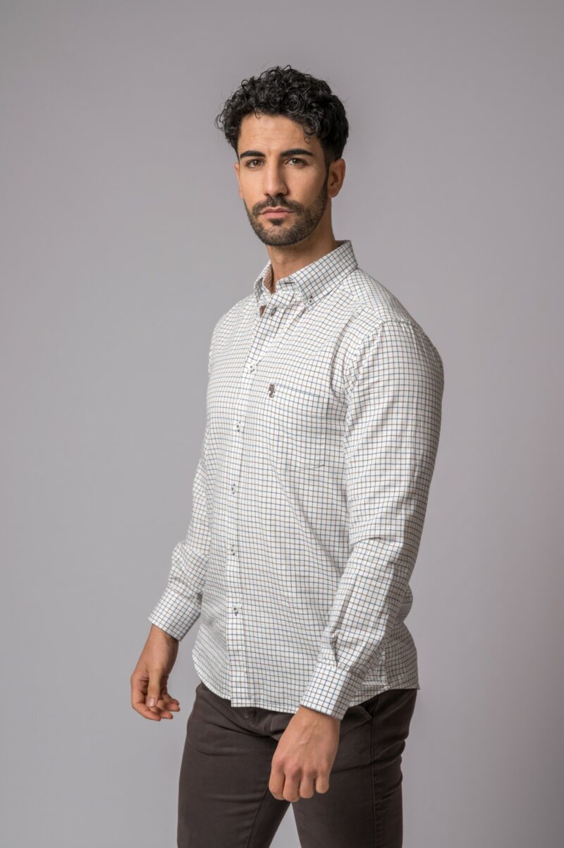 CAMISA CUADROS AZUL Y MARRÓN