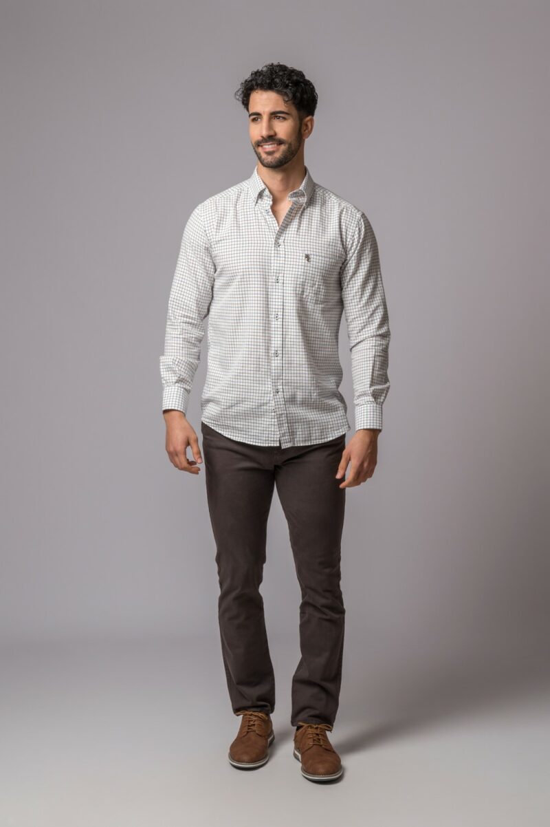 CAMISA CUADROS AZUL Y MARRÓN
