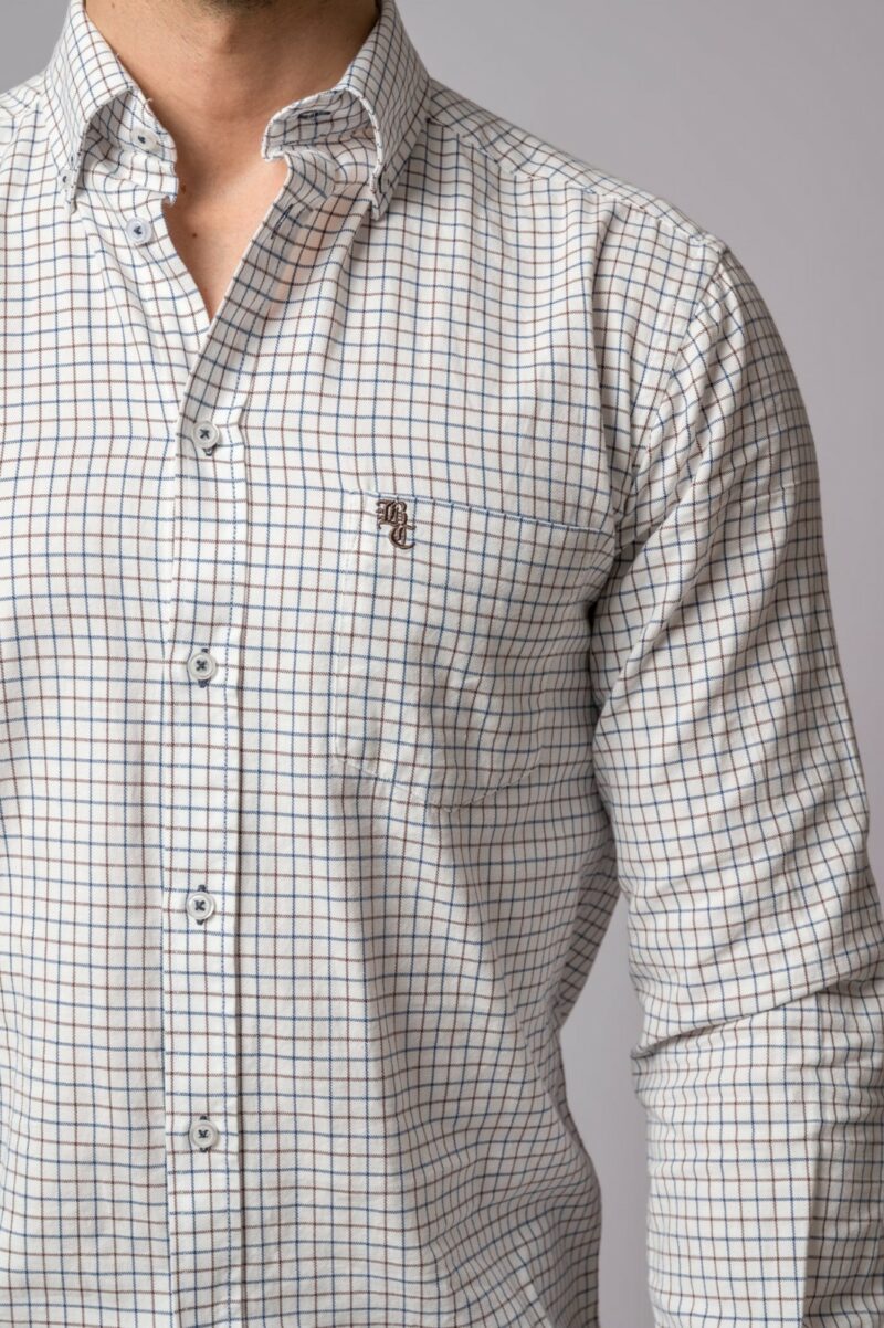 CAMISA CUADROS AZUL Y MARRÓN