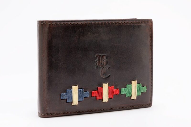 CARTERA PIEL ROMBOS AZUL, ROJO Y VERDE