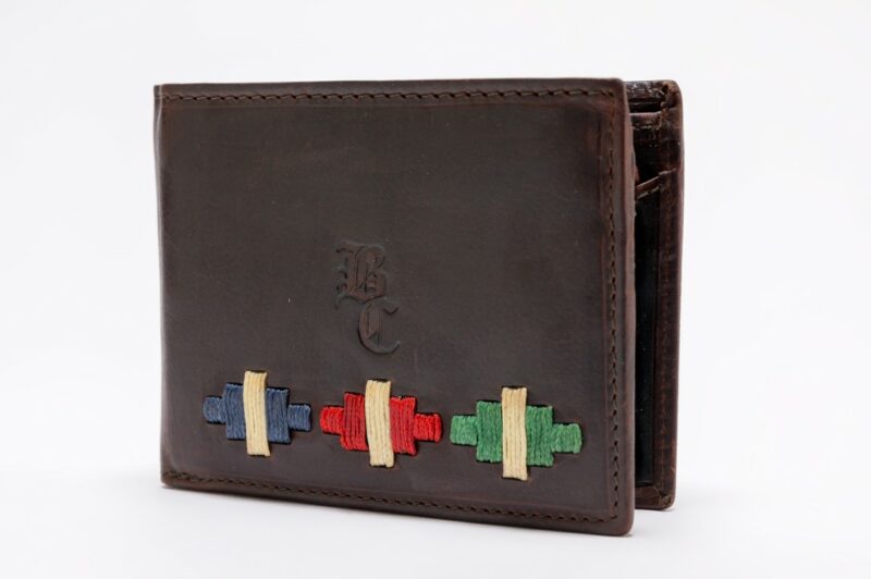 CARTERA PIEL ROMBOS AZUL, ROJO Y VERDE