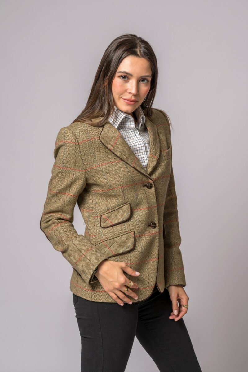 CHAQUETA LANA ESPIGA RAYA ROSA Y AZUL