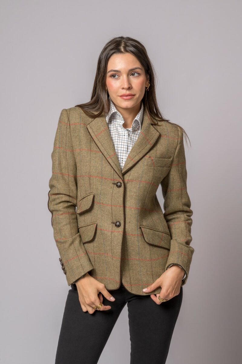 CHAQUETA LANA ESPIGA RAYA ROSA Y AZUL
